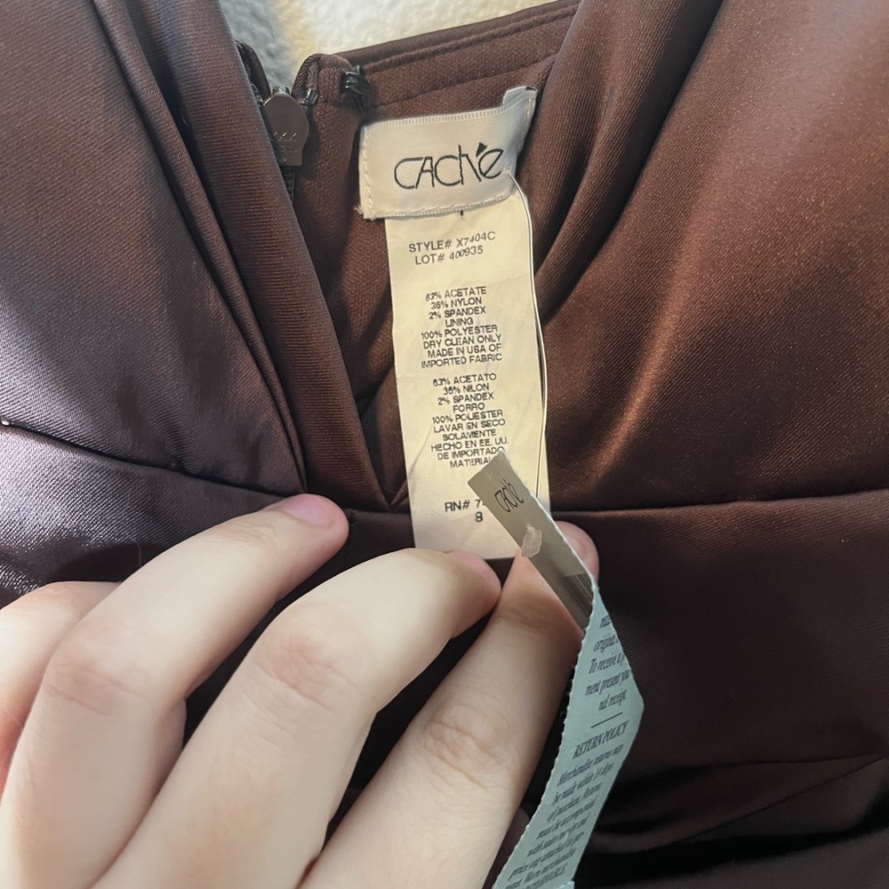 Cache Brown Ruched Midi Dress - Picture 3 of 6